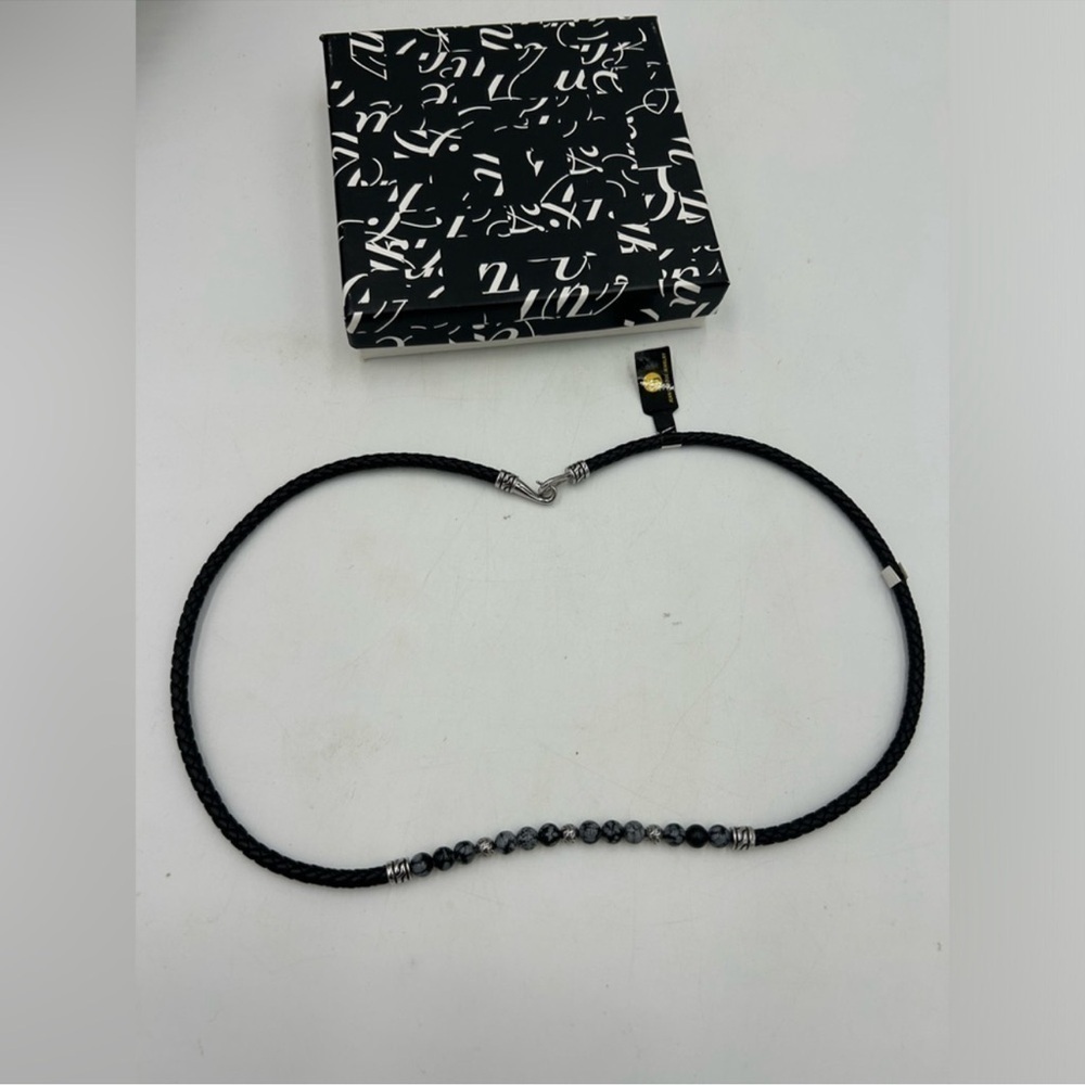 Unisex Jean- Claude, pearl embellished leather necklace
